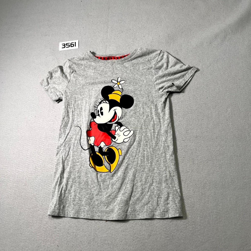 Disney Minnie Mouse T Shirt Womens Small Heather Gray Graphic Print Cotton
